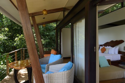 Panama, Chiriqui province, Gulf of Chiriqui National Marine Park, the resort at Isla Palenque, room with balcony