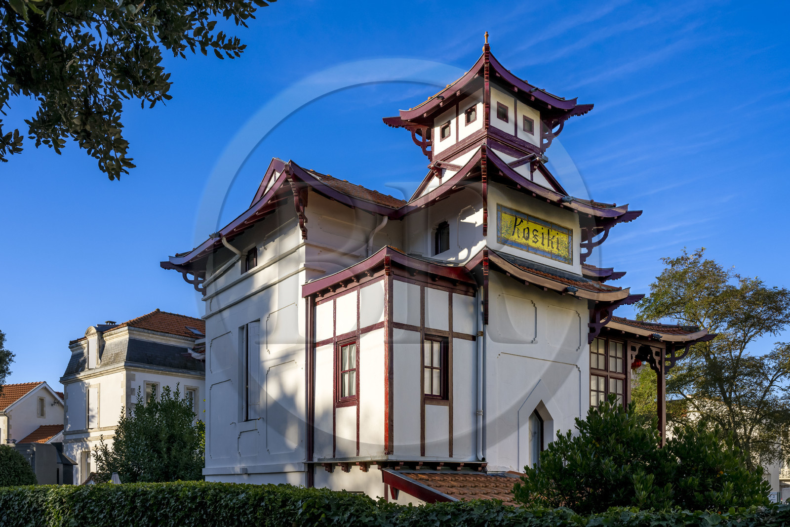 France, Charente-Maritime, Royan, villa in the residential area The Parc, the Japanese-style Villa Kosiki (1886) by architect Eugène Gervais has the false air of a pagoda