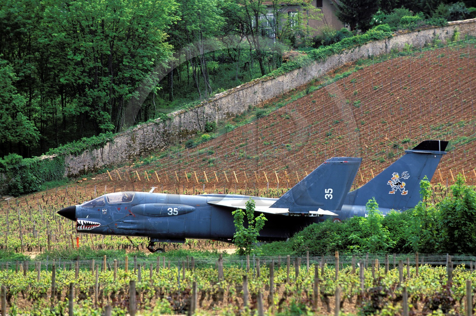France, Côte d'Or, Savigny Les Beaune, castle and museum of fighter planes (aerial view)