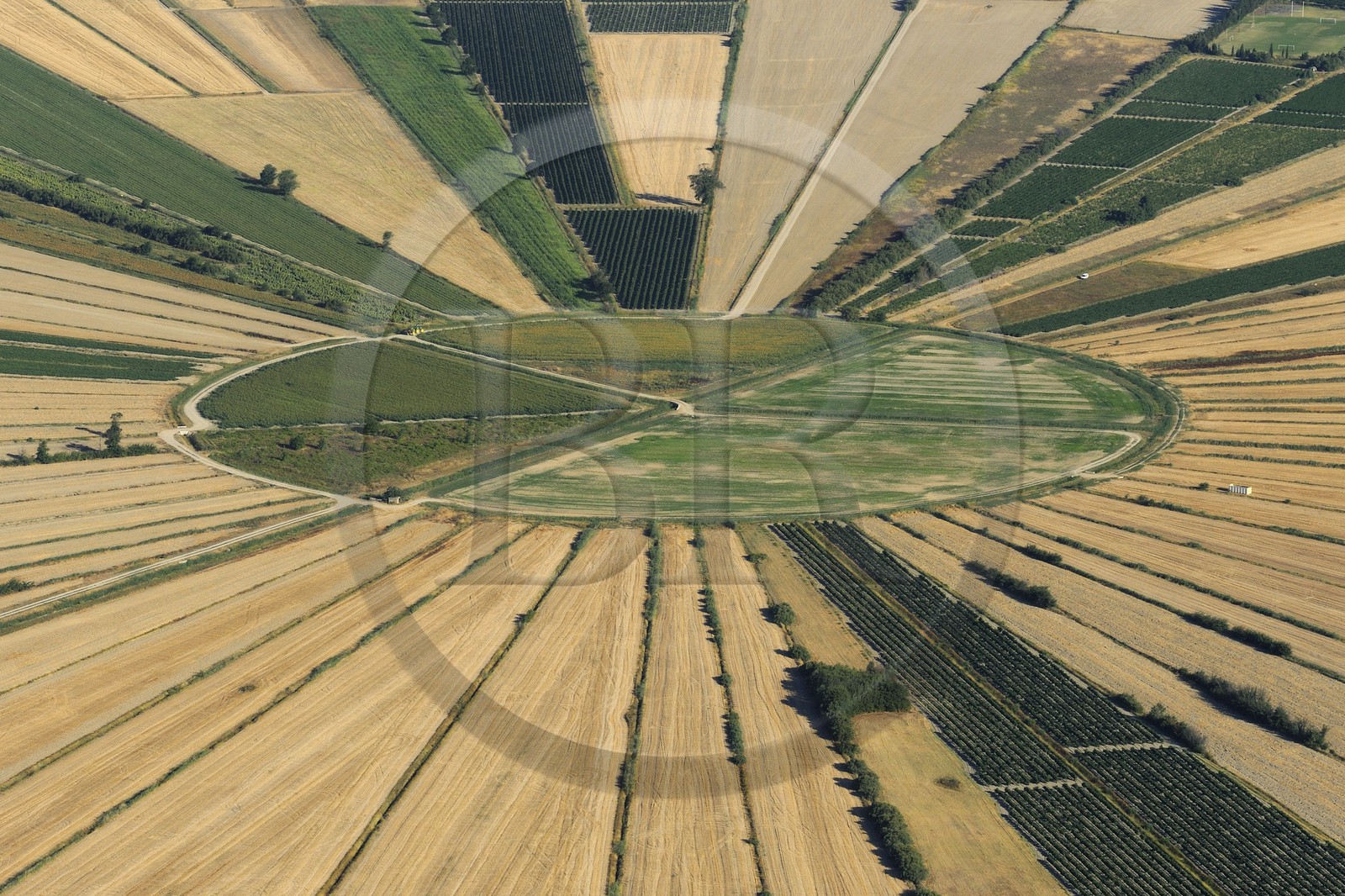 France, Herault, the former Etang de Montady, the old pond was drained in 1247 (aerial view)