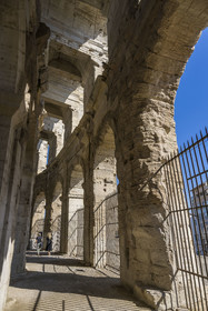 France, Bouches du Rhone, Arles,  listed as World heritage by UNESCO, the exterior gallery on the ground floor still partially covered with large monolithic slabs
