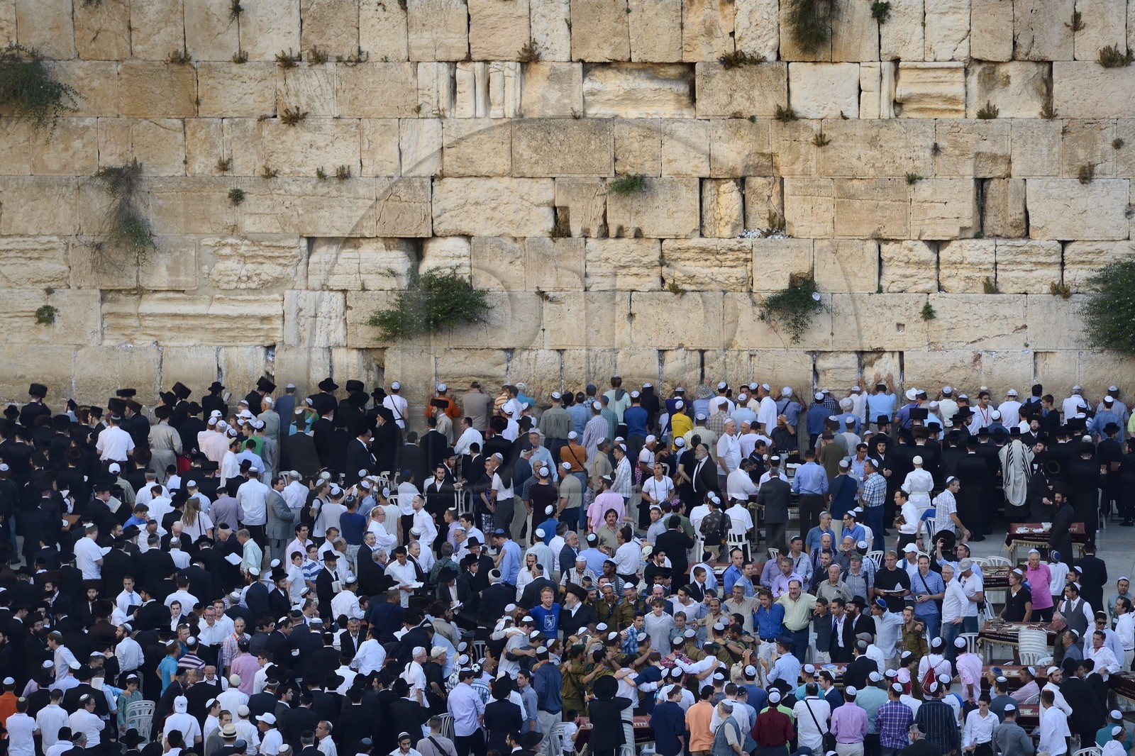 Israel, Jérusalem, ville sainte, vieille-ville classée Patrimoine Mondial de l'UNESCO, Mur des Lamentations ou mur occidental faisant partie des murs de soutènement de l'esplanade du Temple construite par Hérode Ier le Grand