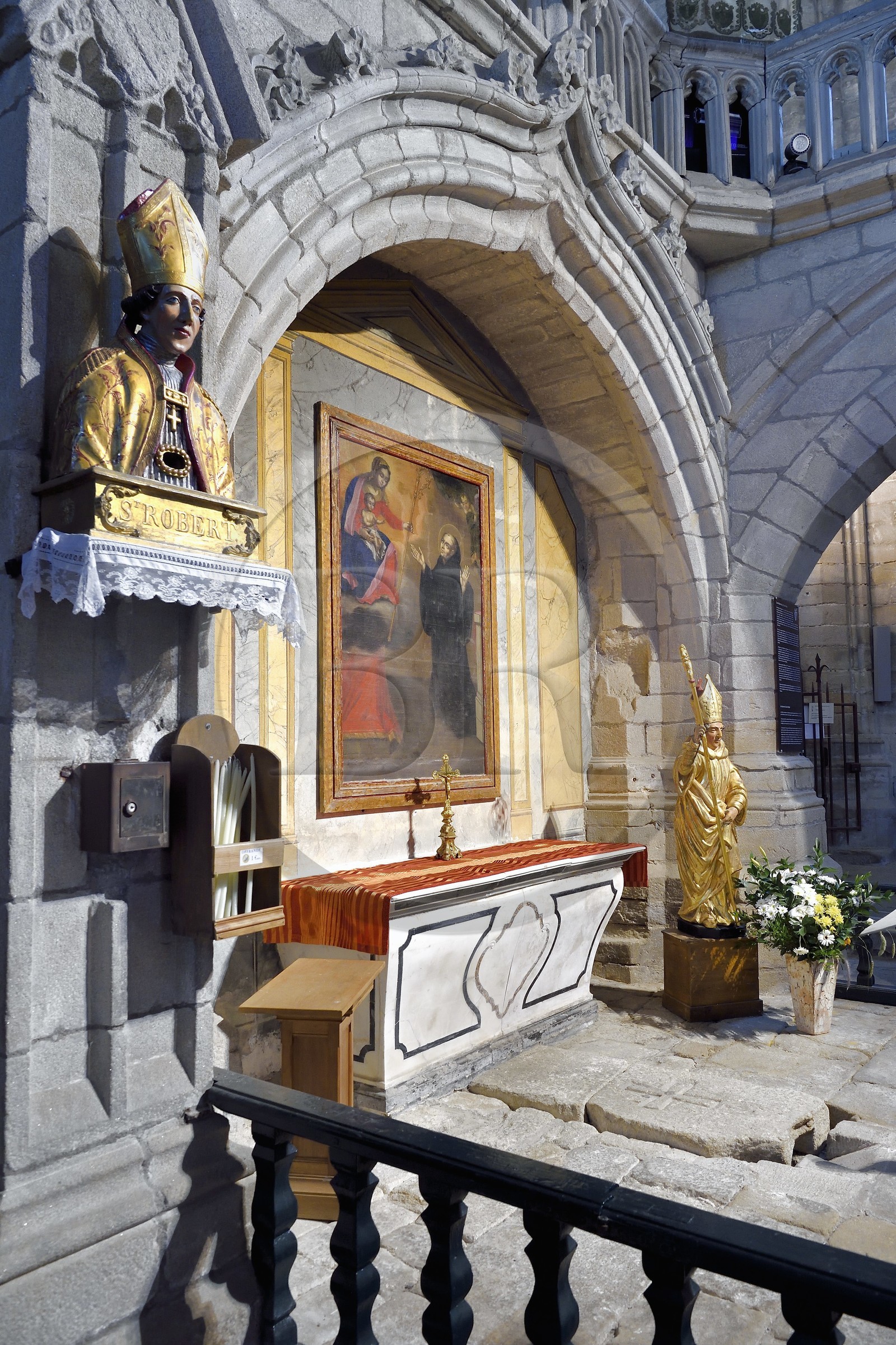 France, Haute Loire, Livradois Forez Regional Natural Park (Parc naturel régional Livradois-Forez), the Chaise-Dieu abbey, Saint Robert abbey church, tomb of St. Robert of Turlande