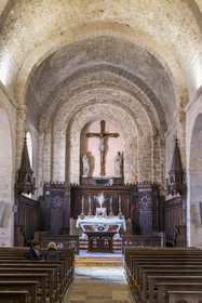France, Aveyron, Causses and the Cévennes, cultural landscape of Mediterranean agro-pastoralism, listed as World Heritage by UNESCO, Sainte-Eulalie-de-Cernon on the road to Santiago de Compostela, Sainte-Eulalie church