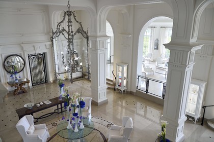 France, Alpes Maritimes (06), Saint-Jean-Cap-Ferrat, le lobby du Grand-Hotel du Cap-Ferrat, palace 5 étoiles du groupe Four Seasons Hotel