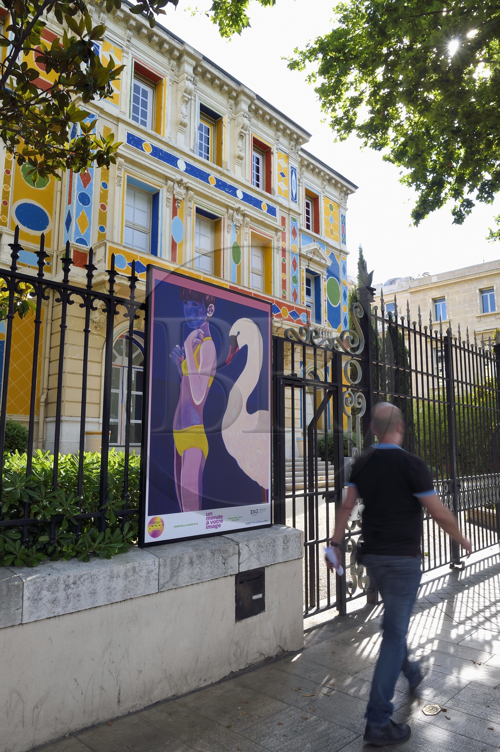France, Var, Toulon, Art Center of the Hotel des Arts, decorations painted on the facade by the artist Alexandre Benjamin Navet