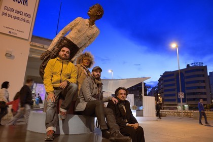 Espagne, Andalousie, Malaga, quartier Soho, centre d’art contemporain (CAC Malaga), quatre artistes de la scène locale de gauche à droite Javier Calleja, Owanto, José Luis Puche et Rafael Alvarado