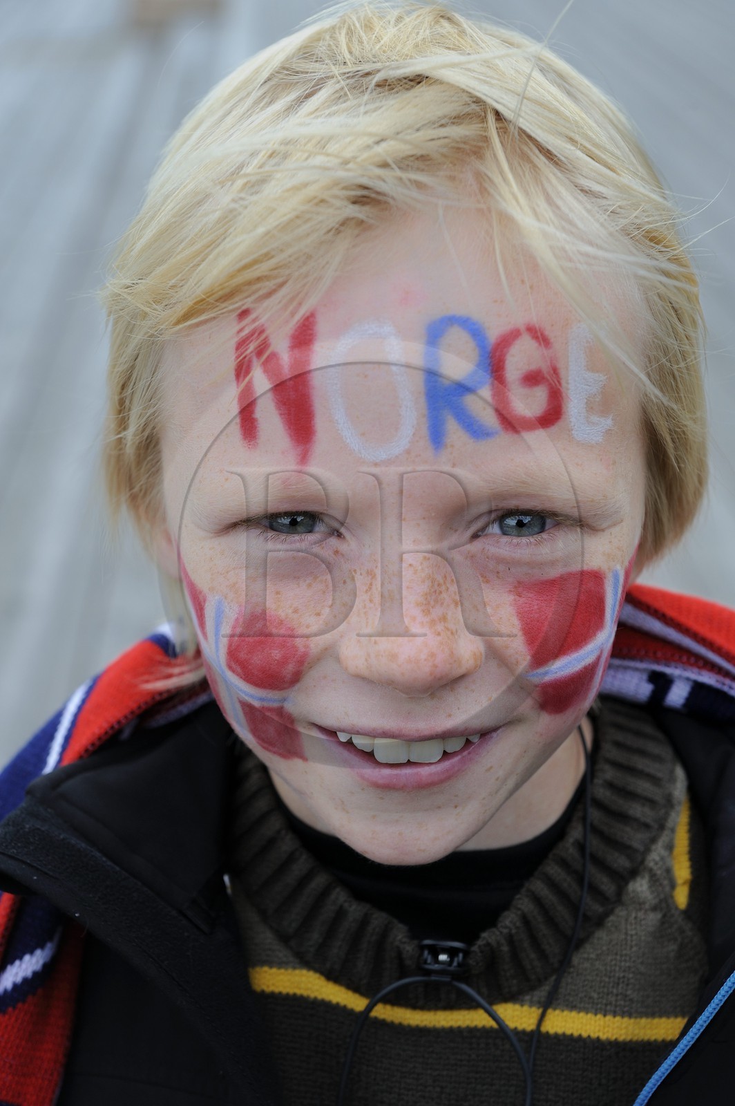 Norway, Oslo, Martin, young supporter of the soccer national team