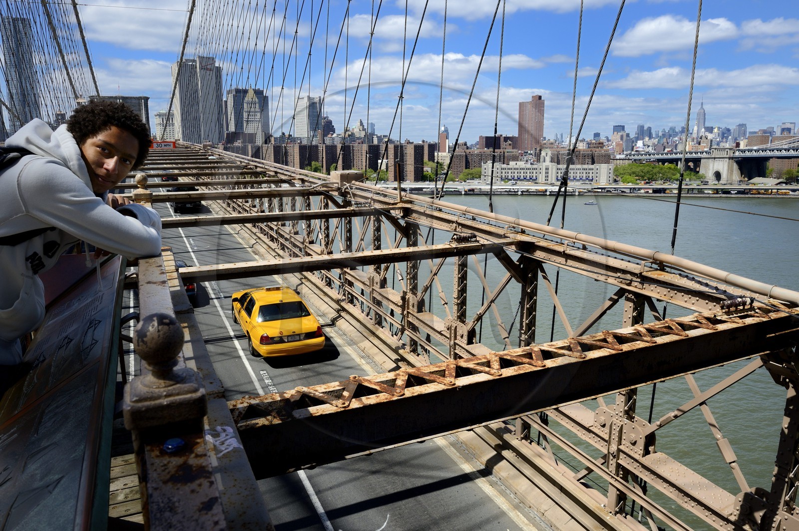 Etats-Unis, New York, Manhattan, le pont de Brooklyn