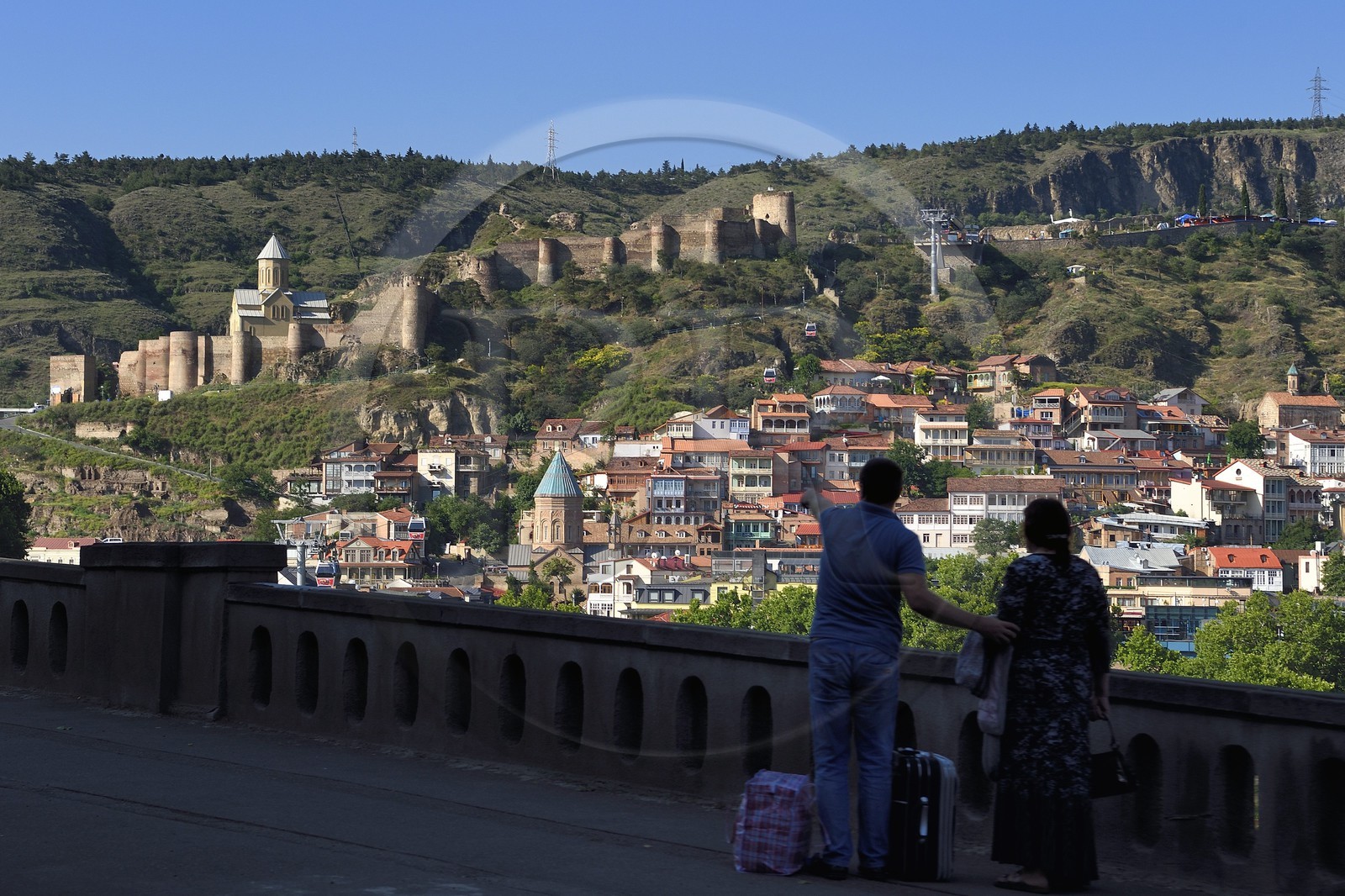 Géorgie, Tbilissi, la vieille ville et la forteresse de Narikala (IVème siècle) en arrière plan