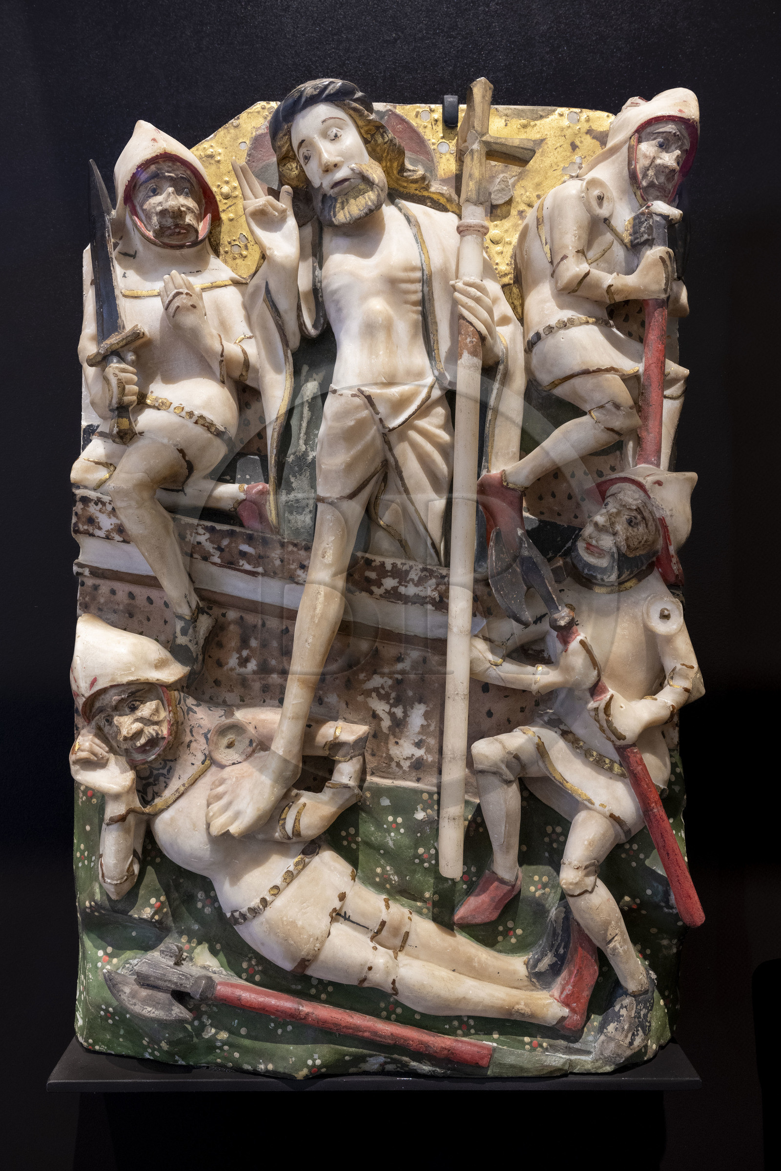 France, Cote d'Or, Dijon, area listed as World Heritage by UNESCO, Museum of Fine Arts in the former palace of the Dukes of Burgundy, altarpiece panel, the arrest of Christ, polychrome alabaster England mid-15th century