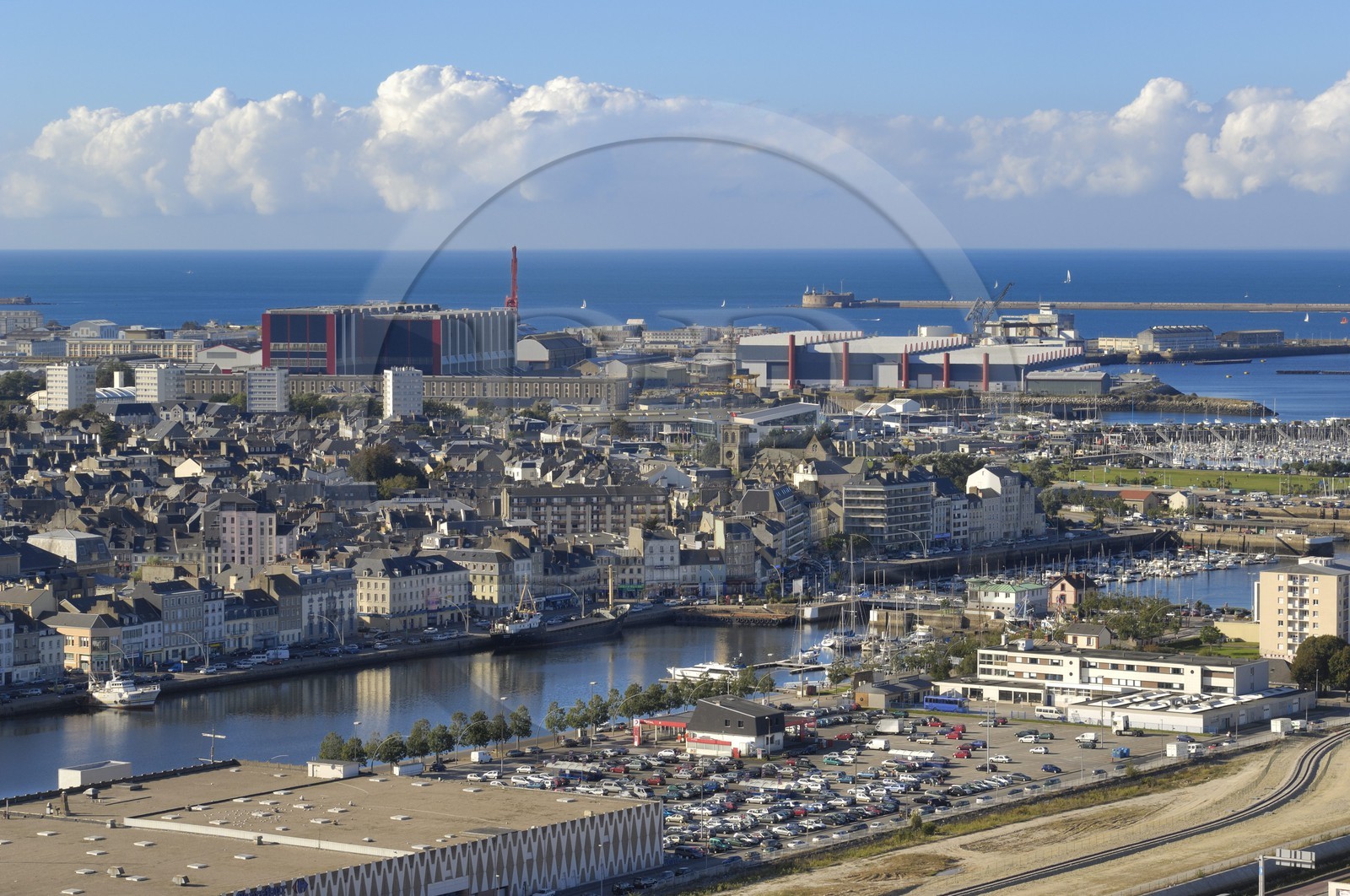 France, Manche, Cherbourg, the port and the arsenal in the background seen from the Fort du Roule