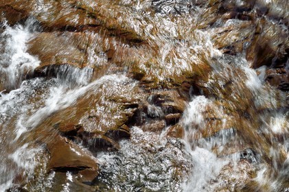 France, Hautes-Pyrénées (65), Saint-Lary-Soulan, vallée du Rioumajou, la (rivière) Neste de Rioumajou, source ferrugineuse