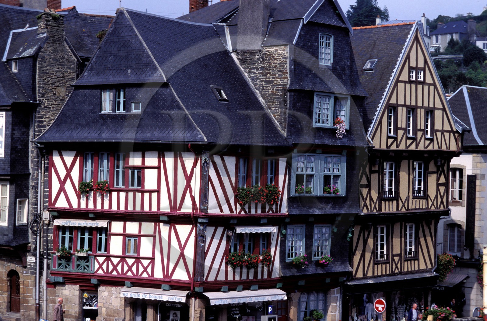 France, Finistère (29), Morlaix, maisons à colombages dans le Grand-rue