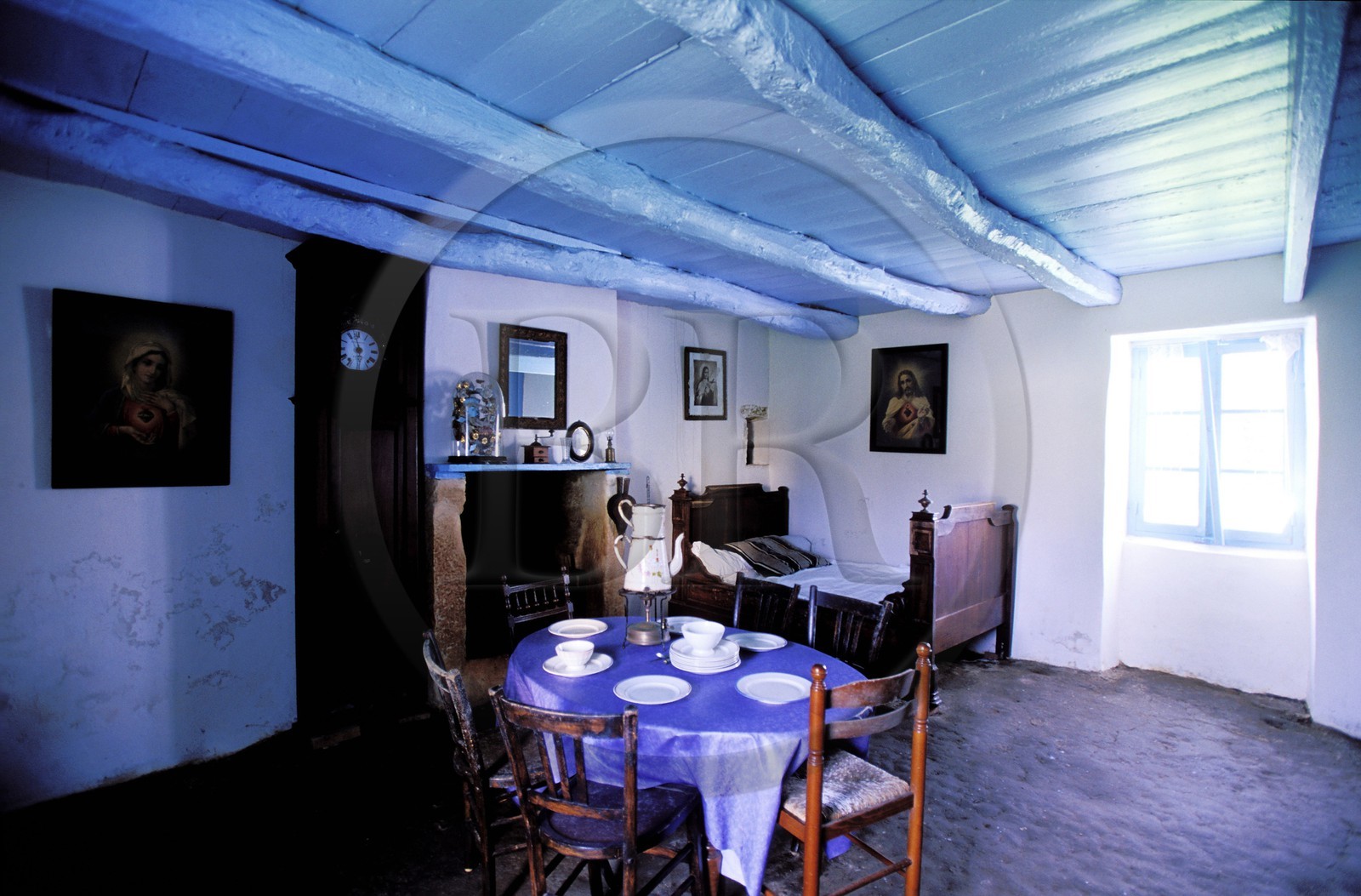 France, Morbihan, Groix island, a traditional house of a fisherman in Kerlard, ecomuseum