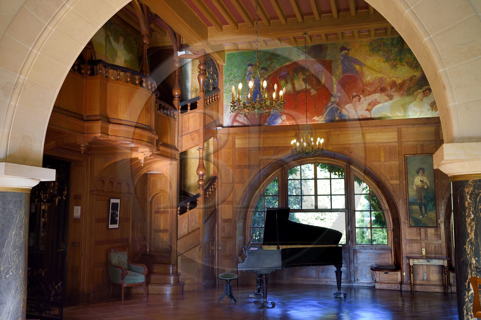 France, Pyrénées-Atlantiques (64), Pays-Basque, Cambo-les-Bains, la Villa Arnaga, musée et maison d'Edmond Rostand, le Grand Hall