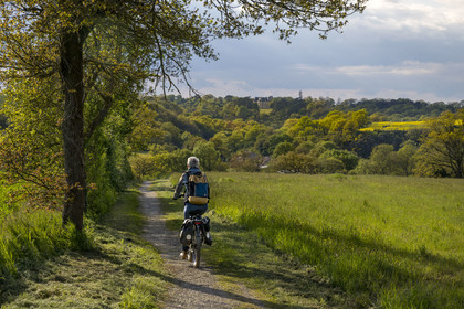France, Vendée (85), Saint-Aubin-des-Ormeaux, sur la piste de la véloroute Vendée Vélo Tour