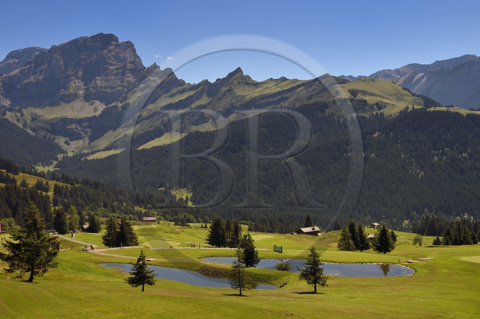 Switzerland, Canton of Vaud, Villars-sur-Ollon, 18 hole golf course at Plan du Four