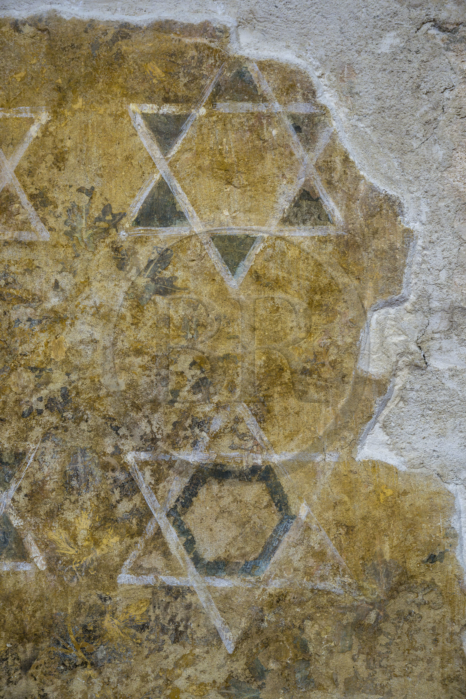 France, Vaucluse (84), Avignon, Palais des Papes classé Patrimoine mondial de l'UNESCO, ancienne salle du conclave devenu centre des congrès, peintures murales du XIVe siècle