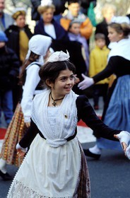France, Bouches du Rhone, Les Baux de Provence village, labelled Les Plus Beaux Villages de France (The Most Beautiful Villages of France), Provence traditional dance: the aubade (dawn serenade)