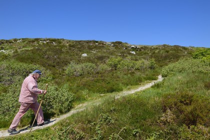 France, Finistère (29), parc naturel régional d'Armorique, Monts d'Arrée, Brasparts, montagne Saint Michel (Menez Mikaël), le conteur Claude Le Lann