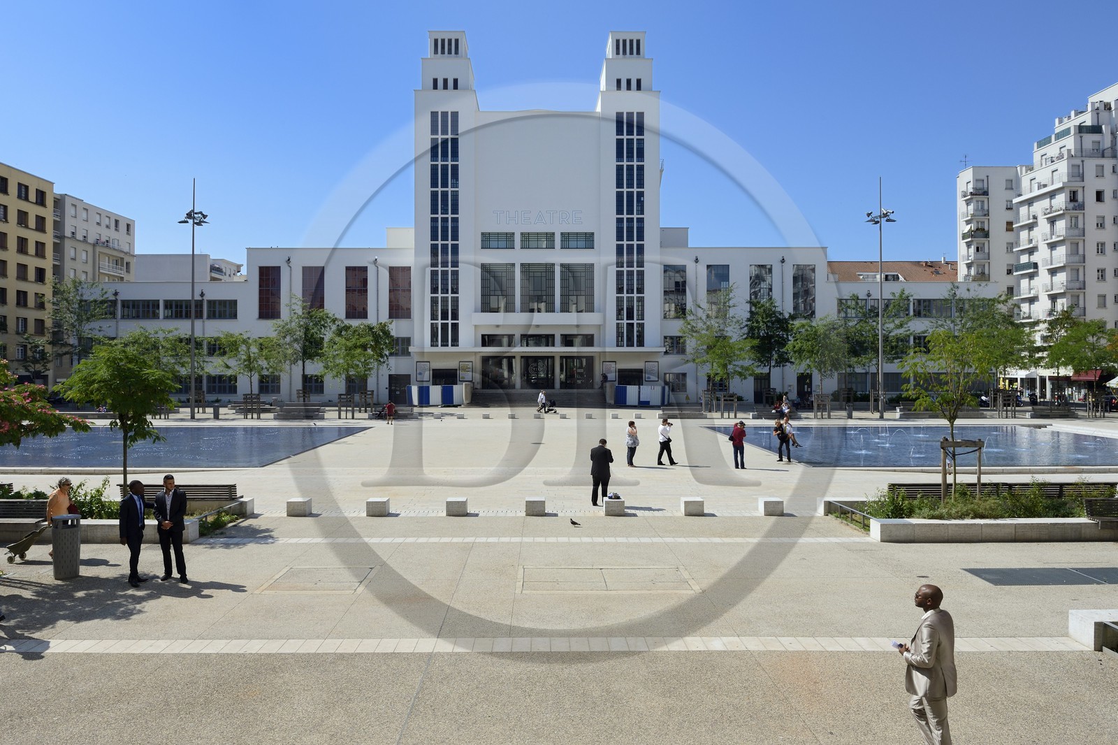 France, Rhone, Villeurbanne, architectural ensemble of the gratte-ciel (skyscrapers) built from 1927 to 1934, the former Palais du Travail (palace of Labour) now occupied by the theatre TNP on place Lazare Goujon