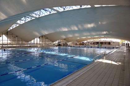 France, Calvados, Pays d'Auge, Deauville, Olympic swimming pool by architect Roger Taillibert