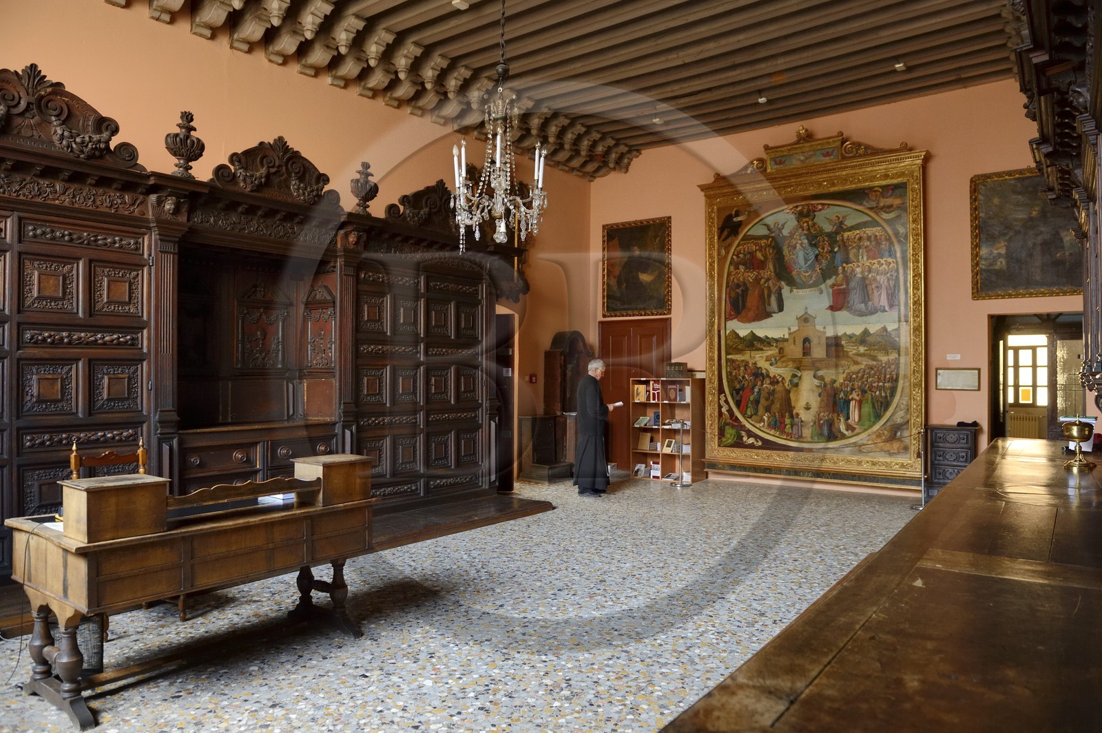 Croatie, Dalmatie, côte dalmate, Zadar, église et couvent Saint-François, la sacristie site de la signature du traité de paix de Zadar en 1358