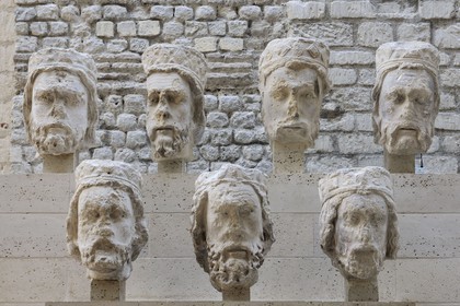 France, Paris, Musee du Moyen-Age (Middle Ages Museum), the former Hotel de Cluny, heads of kings of Judas coming from the Gallery of Kings of Notre-Dame