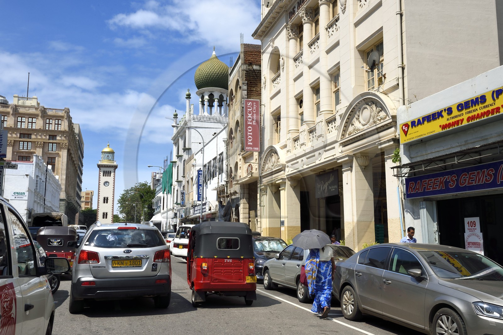 Sri Lanka, Western Province, Colombo District, Colombo, the fort district and the clock tower in Chatham street