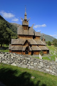 Norway, Sogn Og Fjordane County, Borgund, wooden stave church called stavkirker or stavkirke built in 1130 with pre-Christian viking motifs
