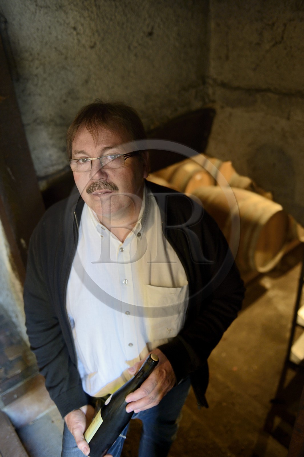 France, Moselle (57), Petite-Hettange, Jean Marie Leisen producteur de vin de Moselle, domaine du Stromberg