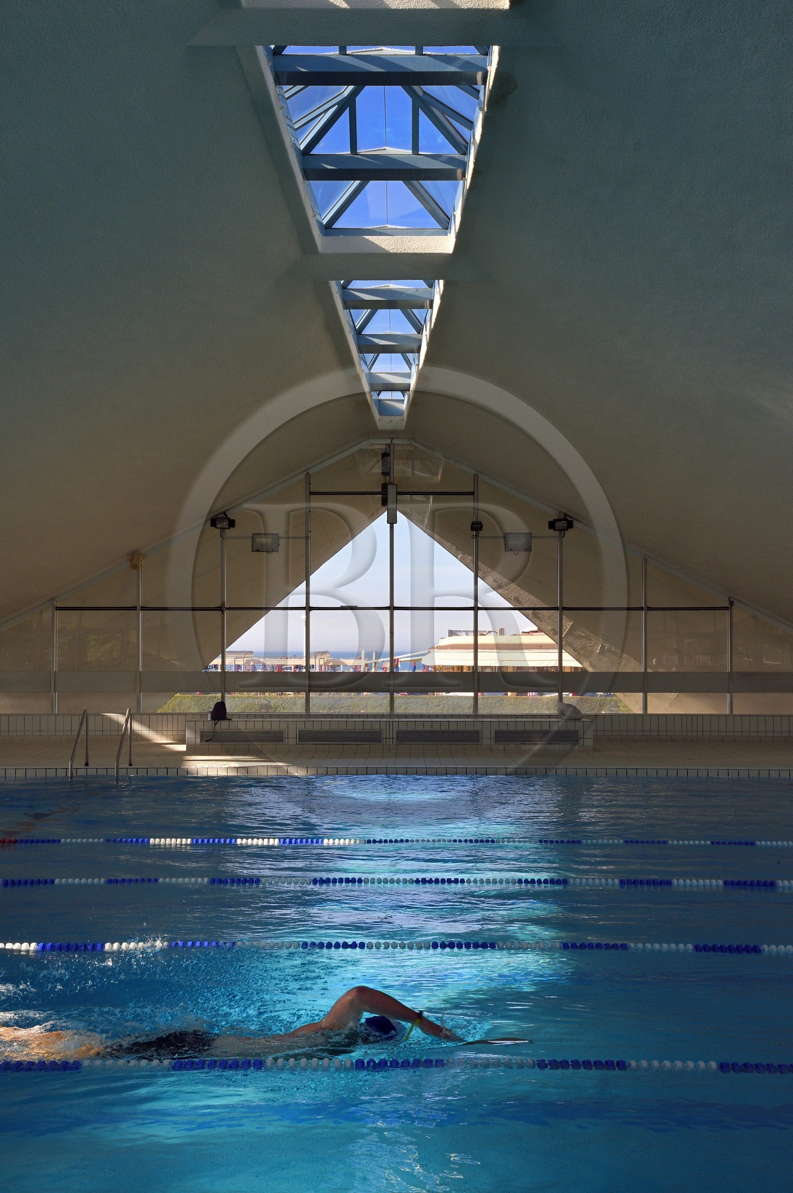 France, Calvados, Pays d'Auge, Deauville, Olympic swimming pool by architect Roger Taillibert