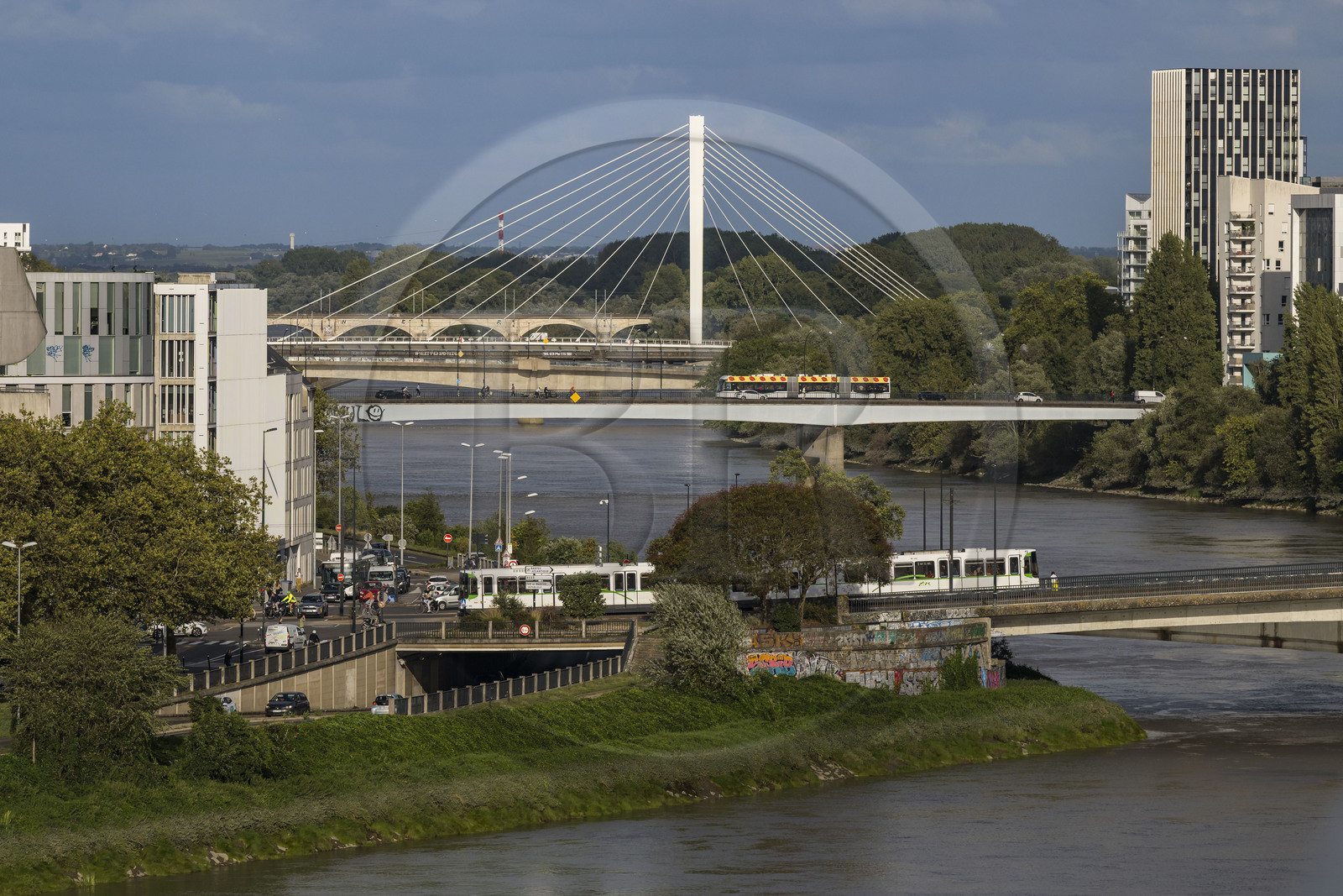 France, Loire Atlantique, Nantes, former Ile Gloriette, bridges over the Loire river