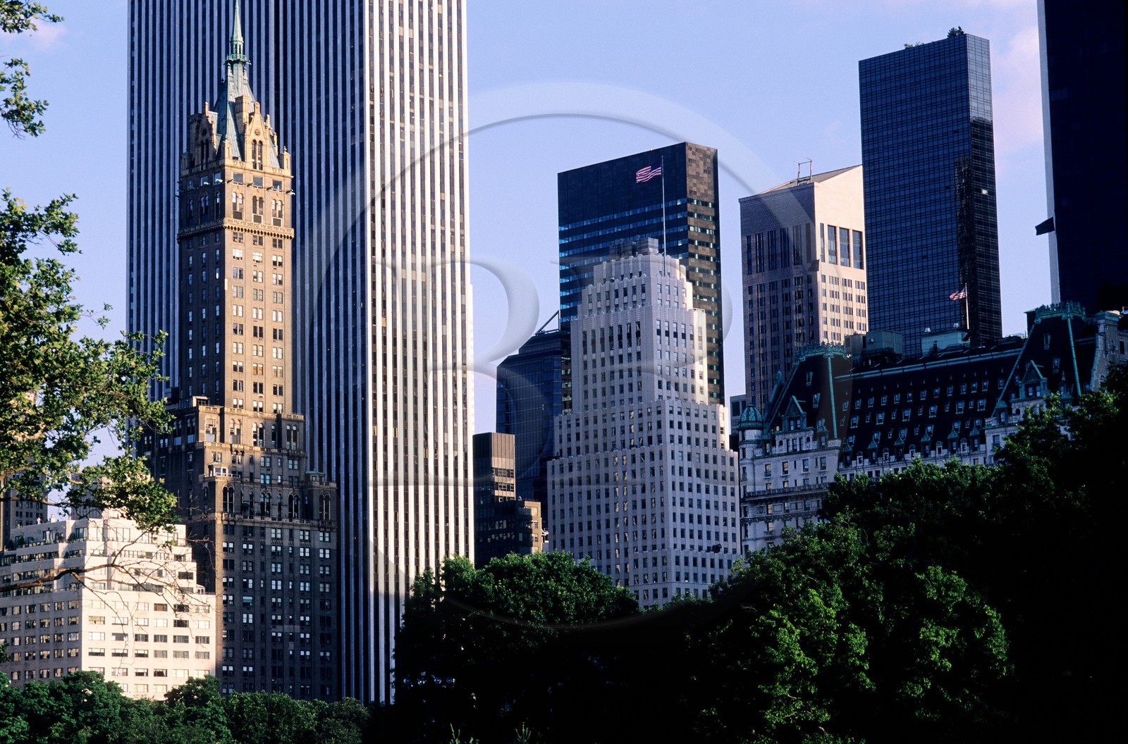United States, New York City, Manhattan, buildings along Central Park in the south east