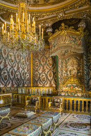 France, Seine-et-Marne, Fontainebleau, castle of Fontainebleau listed as World Heritage by UNESCO, the Empress's Chamber, canopy bed made in 1787 for Marie-Antoinette by Séné and Laurent