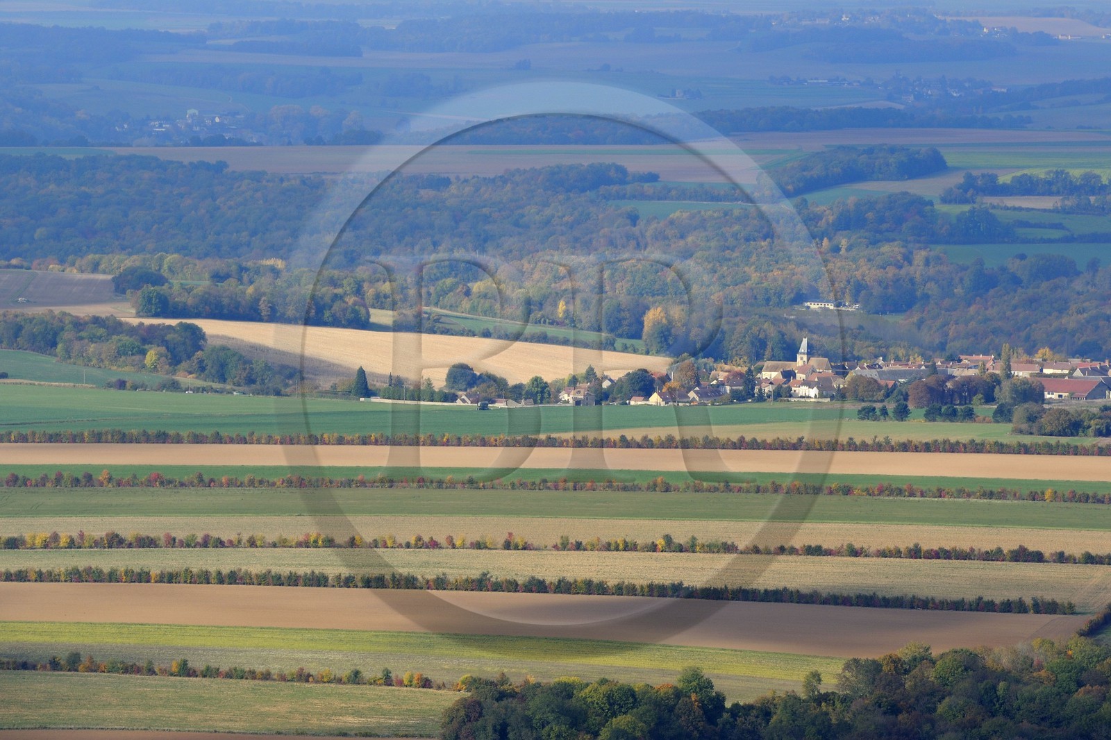 France, Val-d'Oise, French Vexin regional natural park, the countryside around the village of Genainville (aerial view)