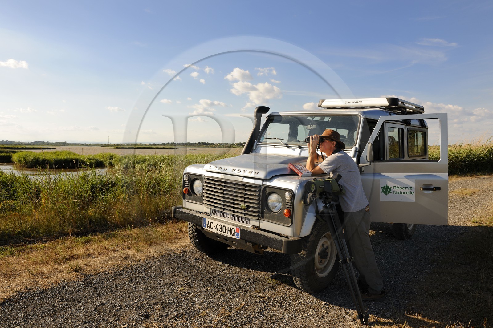 France, Herault (34), district of Cap d'Agde, the National Nature Reserve Bagnas west of the bassin of Thau, its manager Renaud Dupuy de la Grandrive