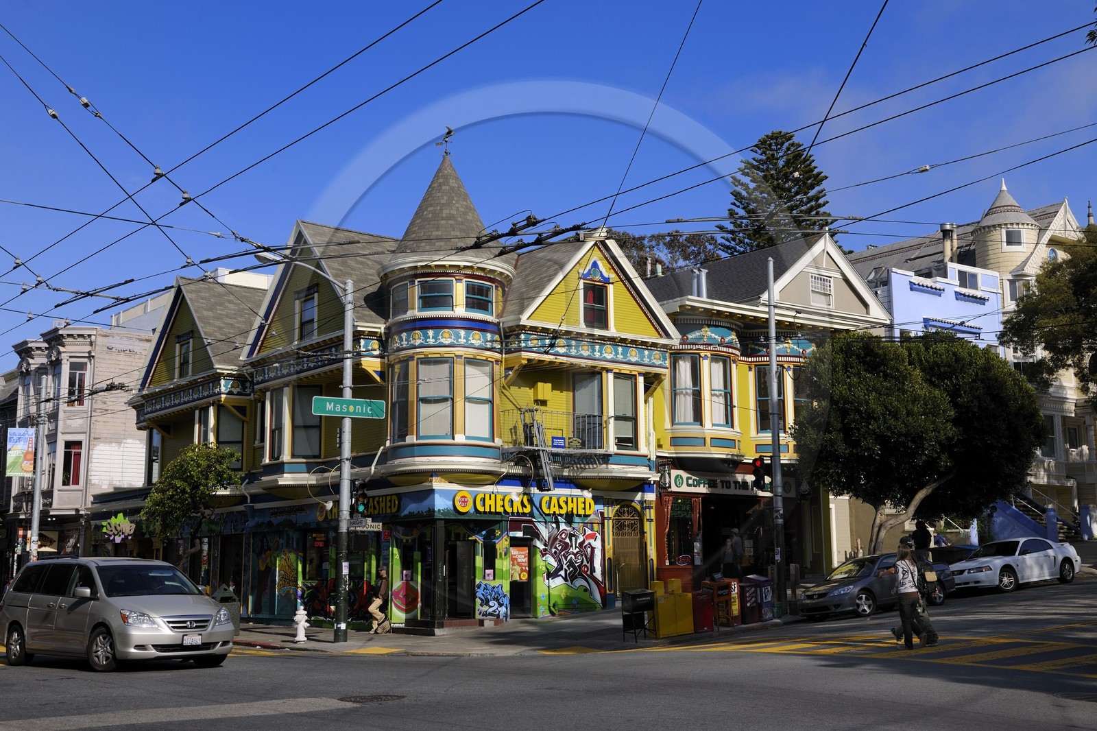 United States, California, San Francisco, formerly Hippie district of Haight-Ashbury, corner of Masonic and Haight Street
