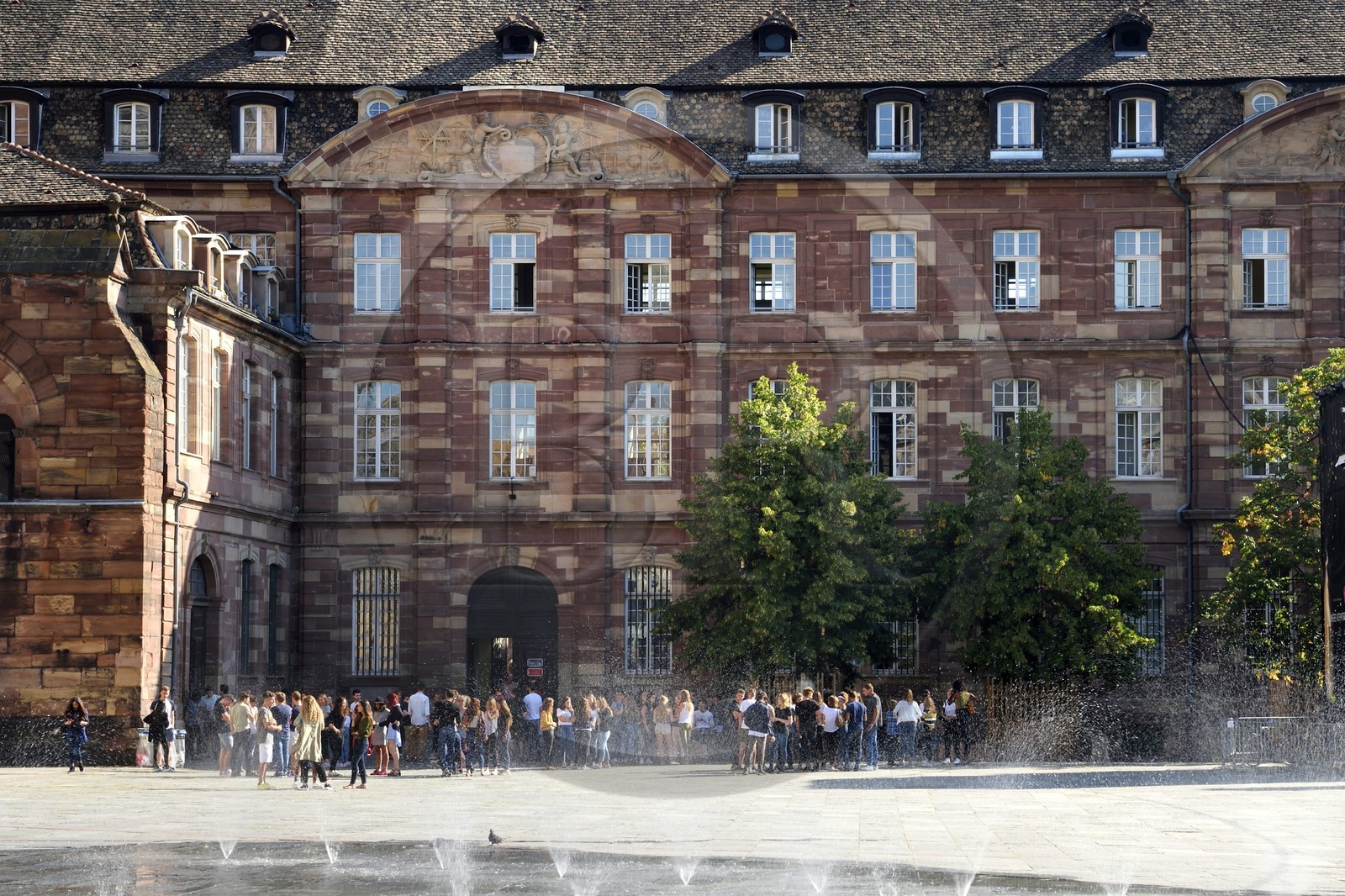 France, Bas-Rhin (67), Strasbourg, centre historique classé Patrimoine Mondial de l'UNESCO, place du Chateau, le Lycée Fustel-de-Coulanges au pied de la Cathédrale Notre Dame