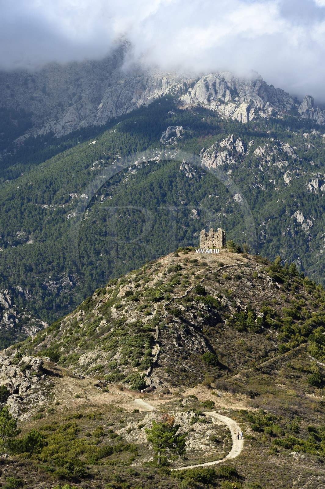 France, Haute-Corse (2B), Vivario, ruine du fort de Vivario ou redoute de Pasciolo