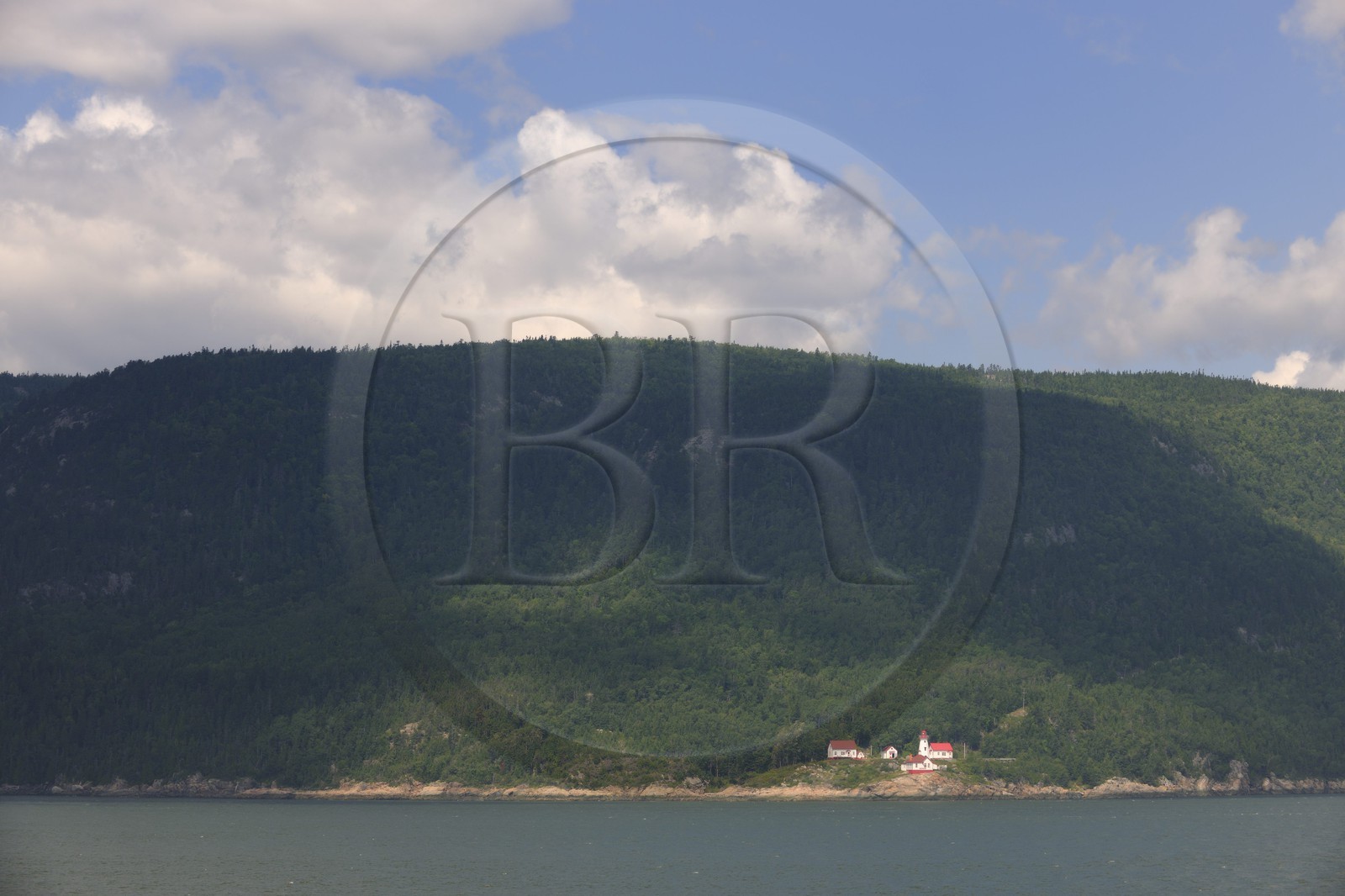 Canada, Quebec Province, Manicouagan, lighthouse of Cape Salmon on the Saint Lawrence River