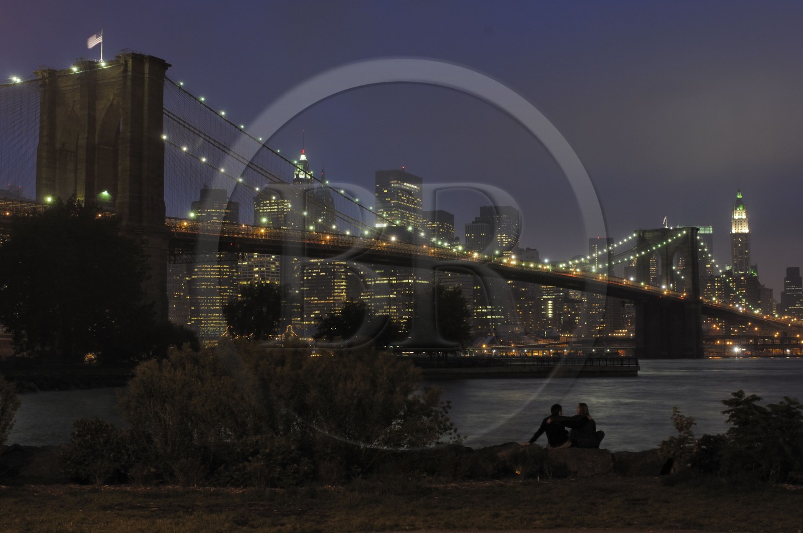 Etats-Unis, New York, Manhattan, le Pont de Brooklyn et le sud de Manhattan