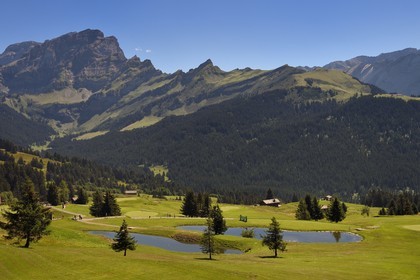 Suisse, canton de Vaud, Villars-sur-Ollon, le golf de 18 trous au Plan du Four