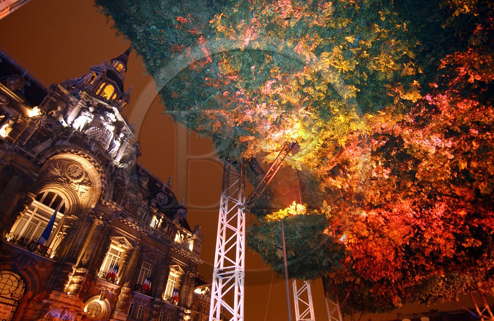 France, Nord, Lille 2004, Grand Place (main square) of Roubaix city, Hanging Forest of Lucie Lom Collective