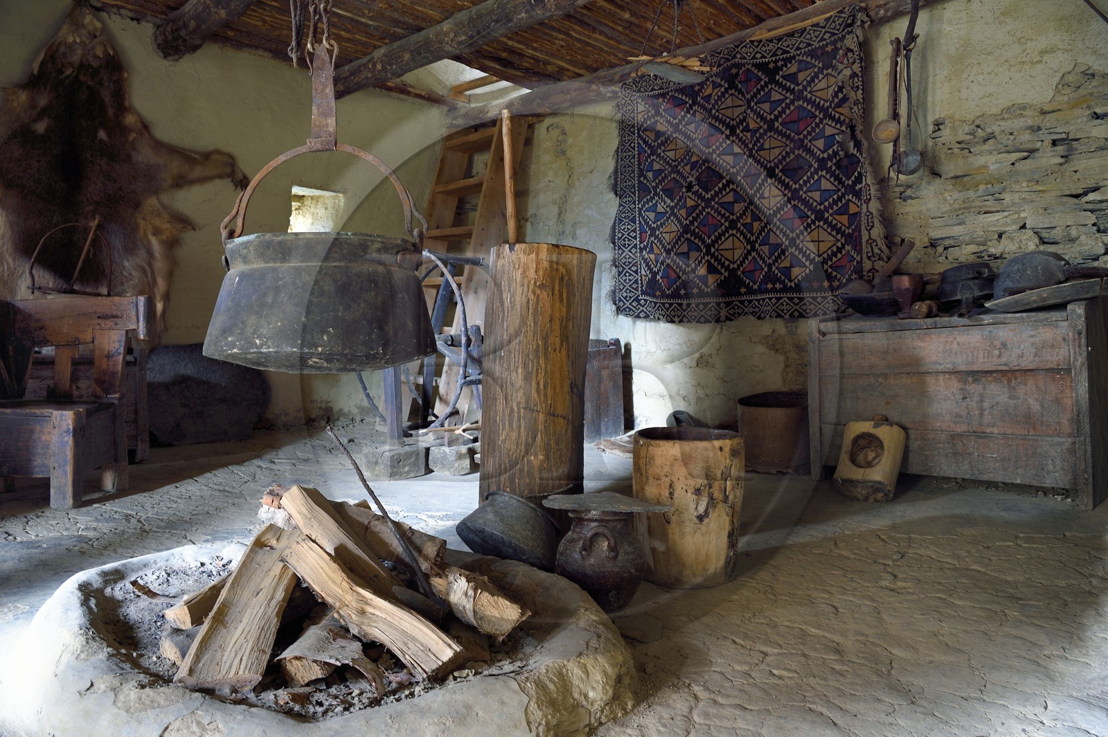 Georgia, Kakheti, Tusheti region, Omalo, the fortress of Keselo in Zemo (upper) Omalo served as a refuge for locals in wartime, inside of a medieval fortified tower