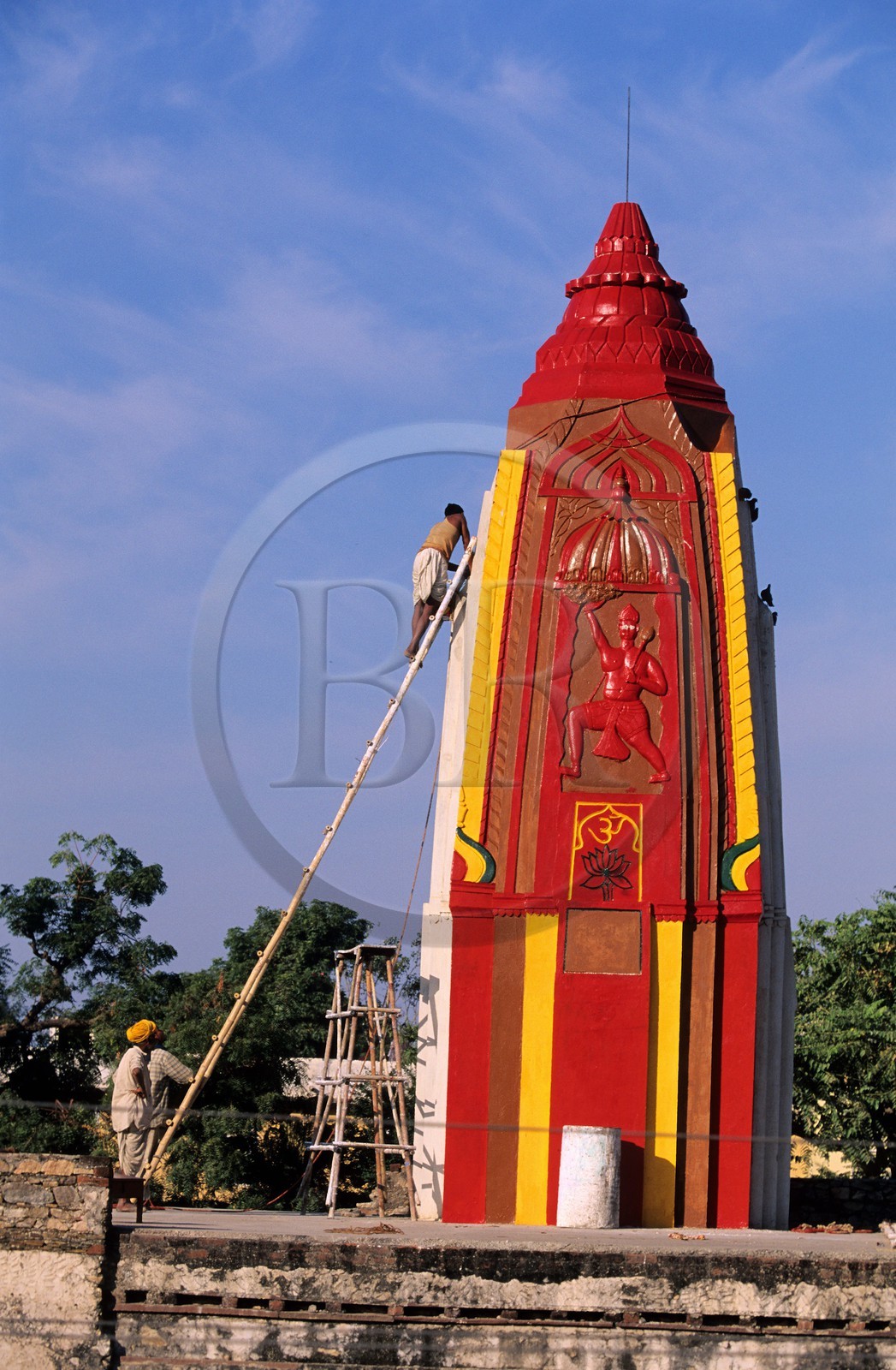 India, Rajasthan State, Pushkar, renovation of a temple