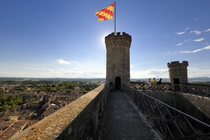 France, Gard (30), Uzès, classée ville d'art et d'histoire, château Ducal dit le Duché d'Uzès, classé monument historique, du sommet de la tour Bermonde