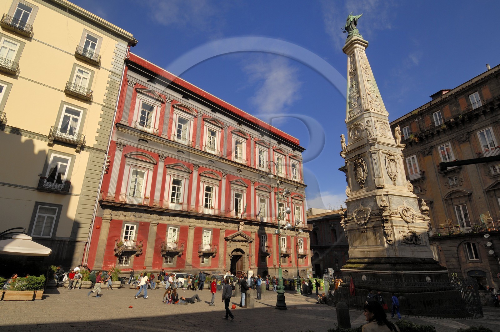 Italy, Campania, Naples, Historic center listed as World Heritage by UNESCO, Piazza San Domenico Maggiore, Obelisk of St. Dominic