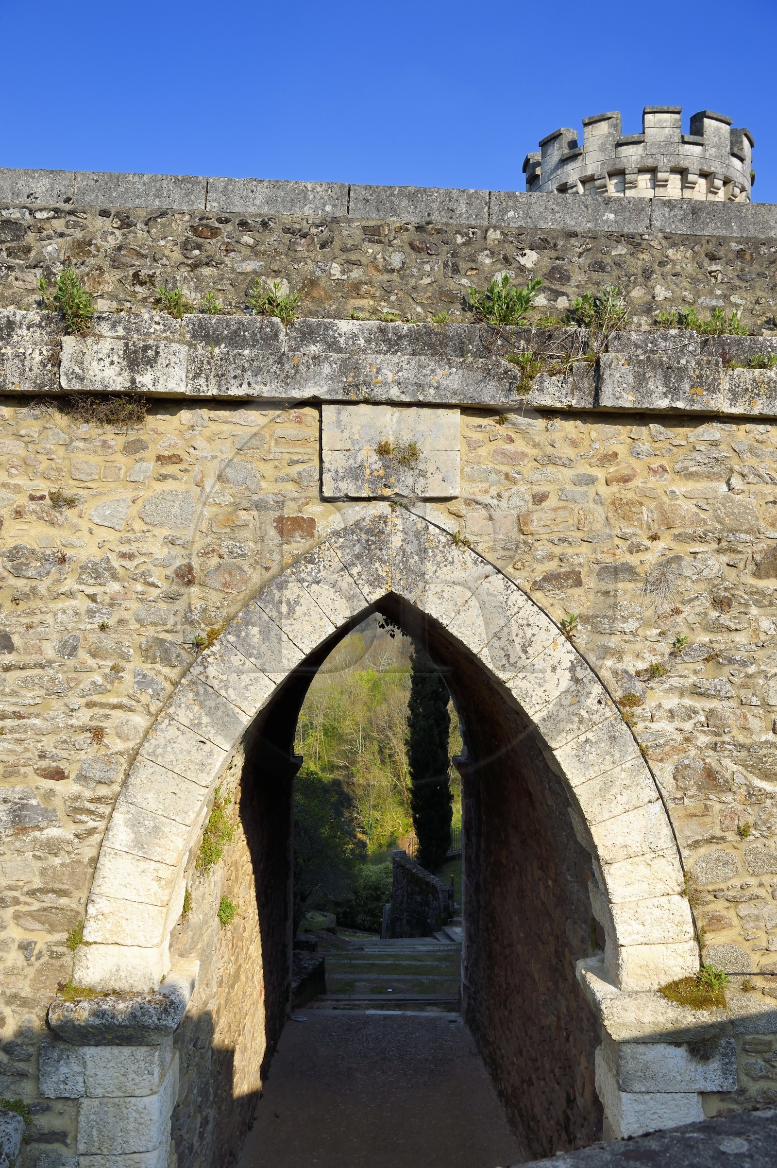 France, Dordogne, Périgord Vert, Nontron, the stone bridge built in 1854 over which one passes to go from the main street to the fort district